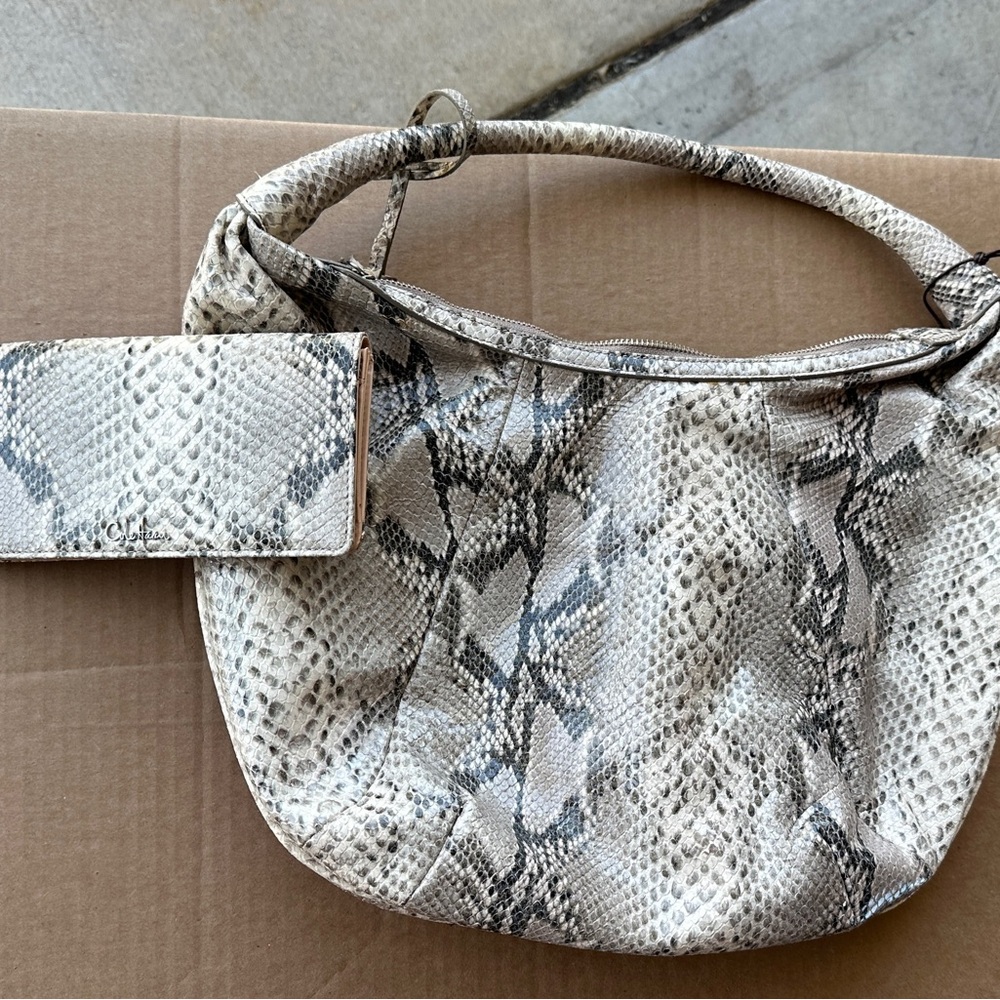 Cole Haan Gray and Cream Hobo Bag
